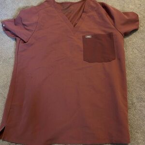 Figs Women's V-Neck Top in Dusty Rose